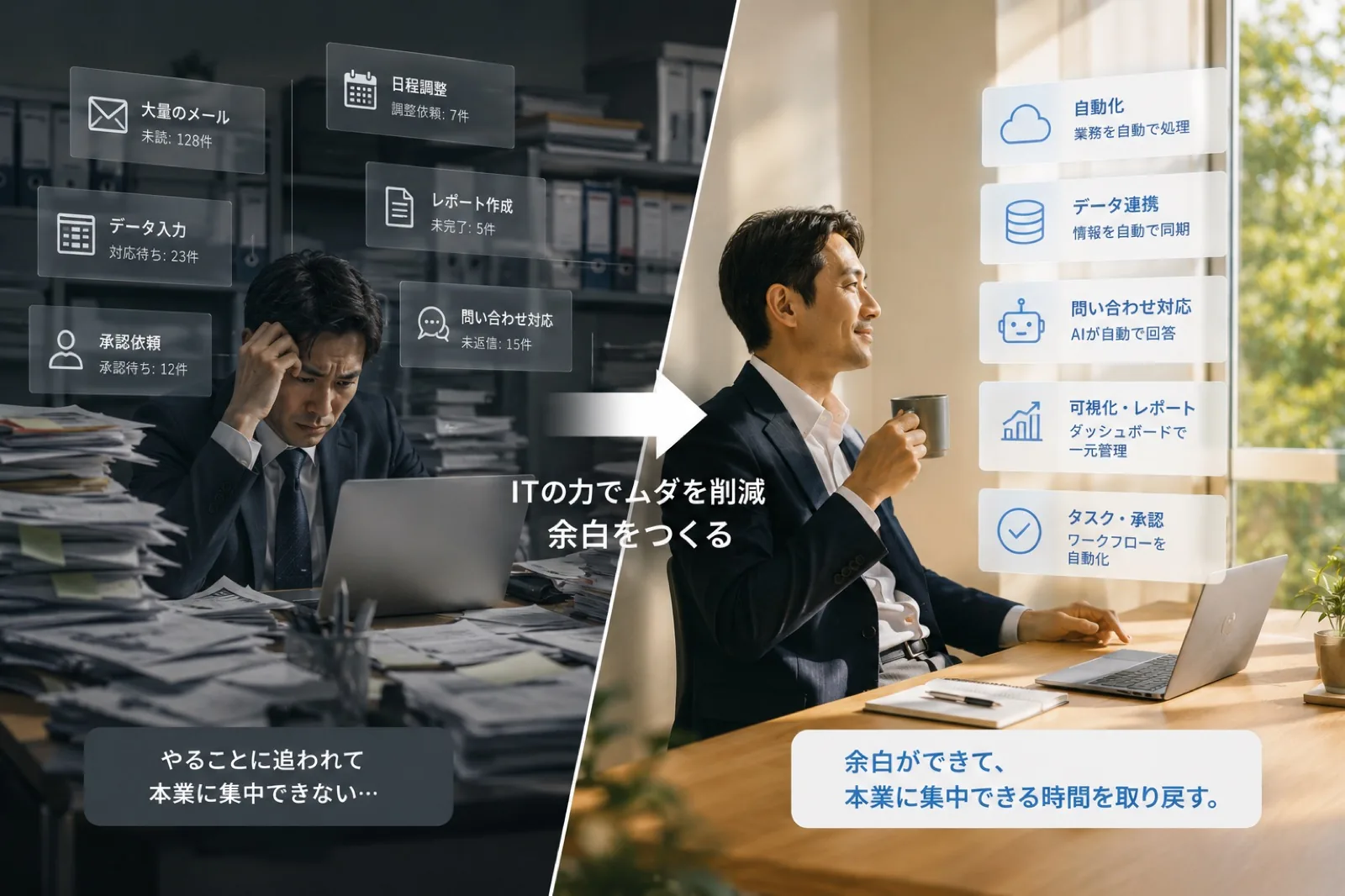 IT の力でムダを削減し、本業に集中できる余白をつくる——ビフォーアフター